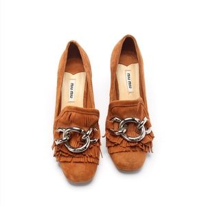Miu Miu Suede Heeled Moccasins